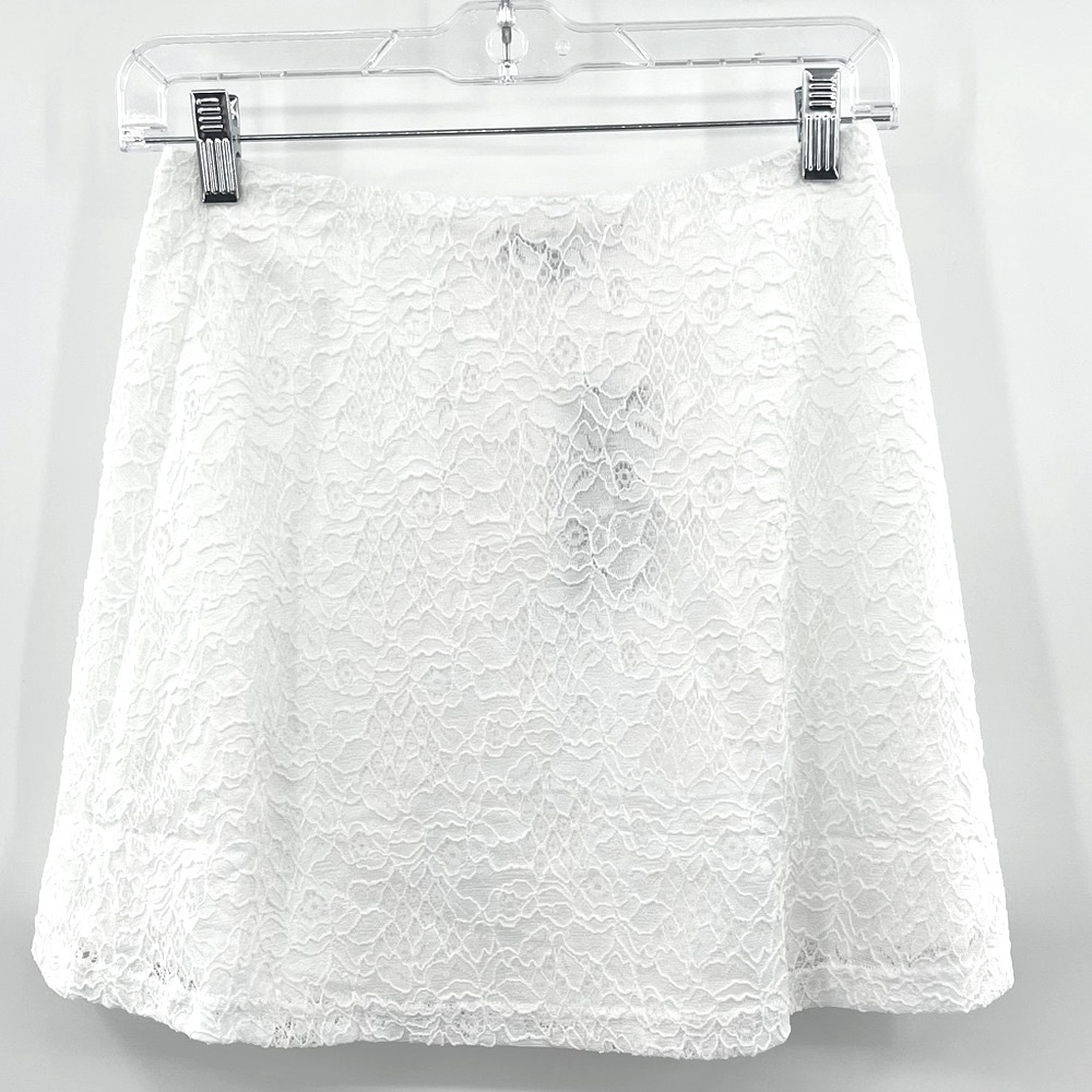 NWT Lulu's White Lace Mini Skirt High Waisted A Line Lace Skirt Size Small